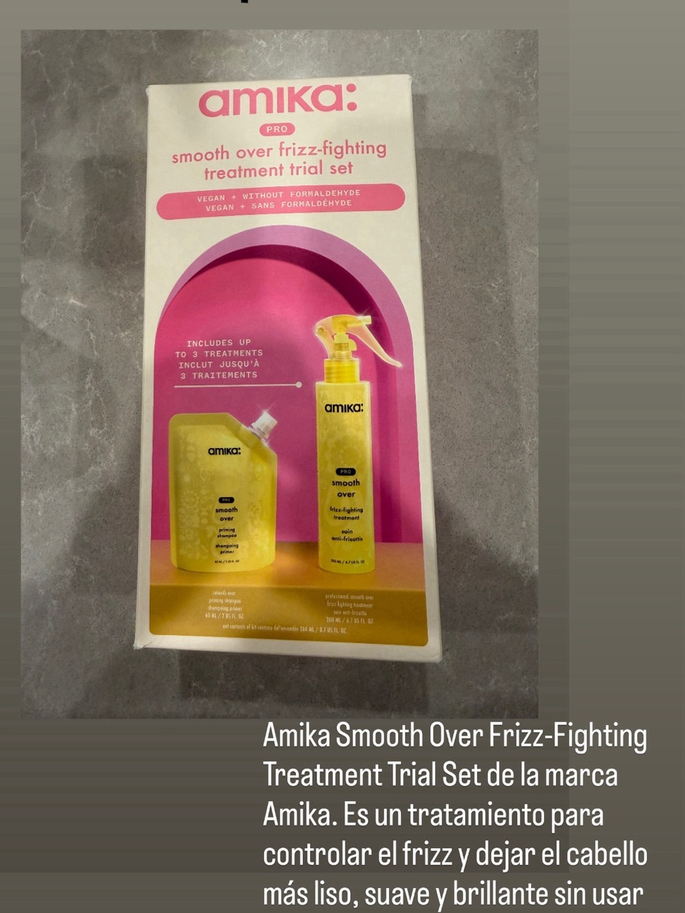 amika Smooth Over Frizz-Fighting Trial Set - Yellow & Pink